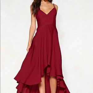 High-Lo red lace up dress